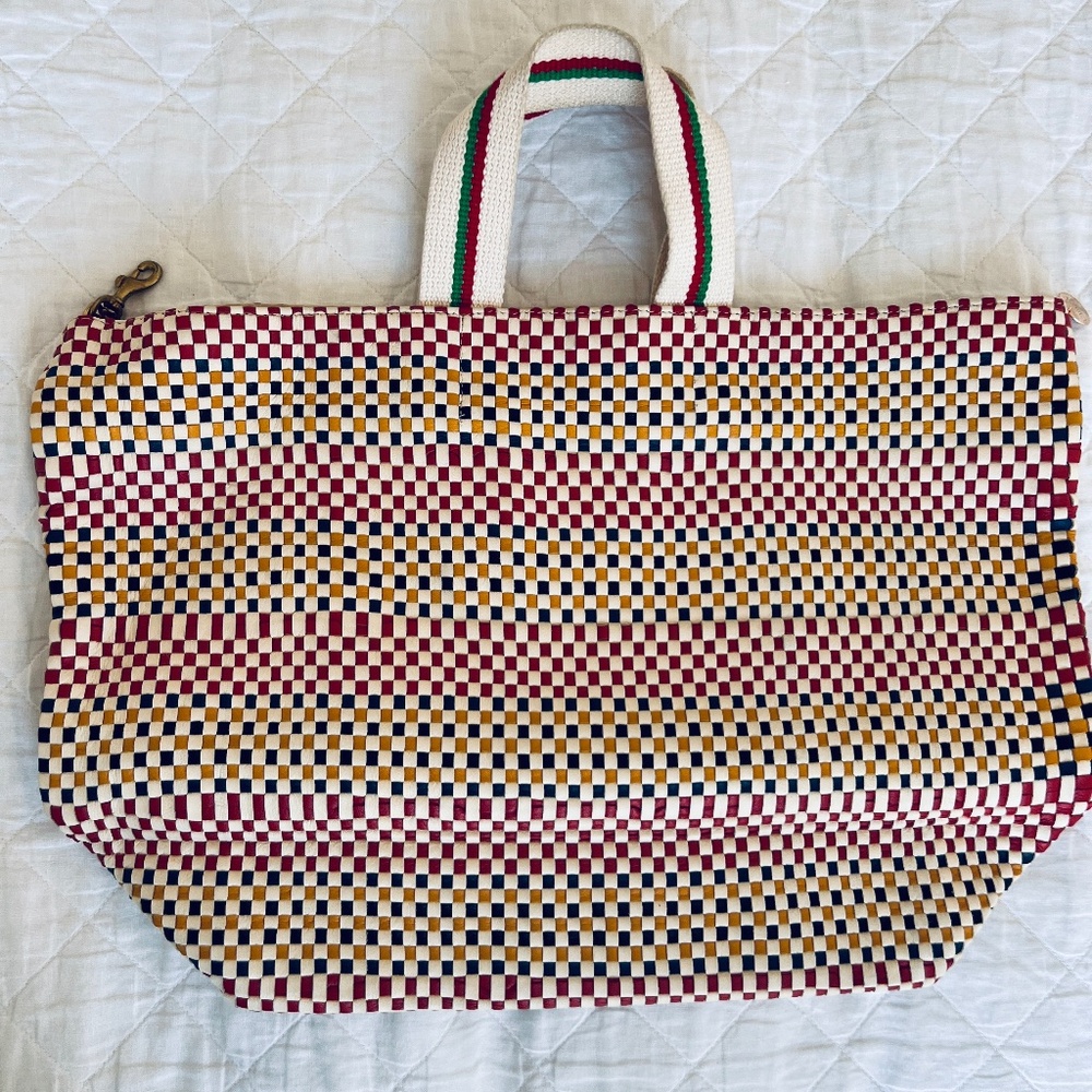 BRAND NEW - Clare V Bateau Tote Woven (Multi-colored - Red, White, Green, Black)